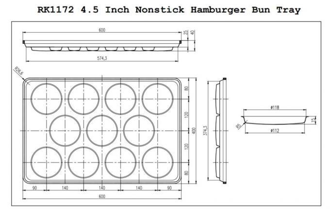 Rk Bakeware China- Amf Industrial Line Macdonald′s 4.5 Inch Nonstick Hamburger Bun Baking Tray