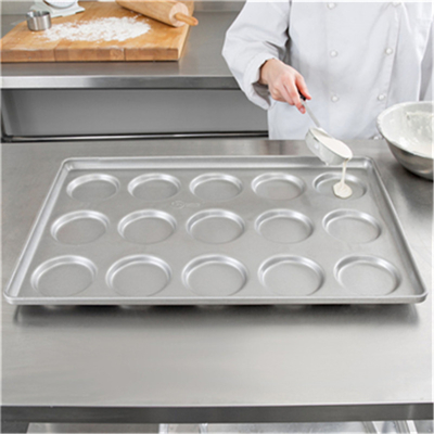 RK Bakeware中国は3インチAluminumizedの鋼鉄ハンバーガー パン鍋の焼ける皿を艶をかけた